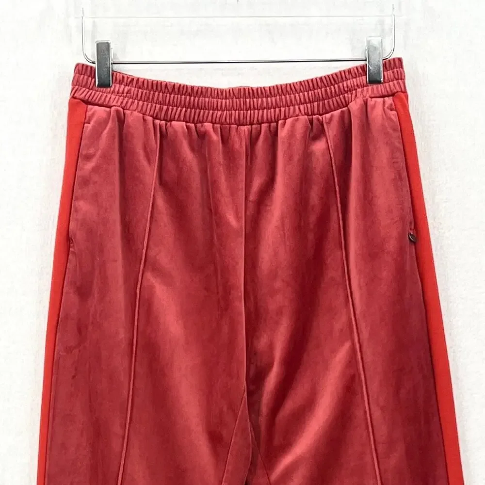 SCOTCH AND SODA The Peaks Velour Crop Track Pants Womens M Red Mid Rise Straight - Picture 5 of 16
